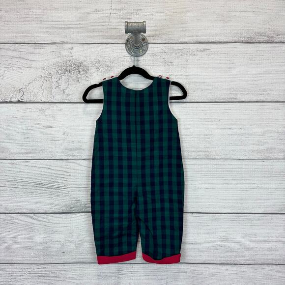 Lil Cactus Baby Boy Christmas Green Blue Plaid Romper Outfit Size 12/18M - Picture 6 of 6